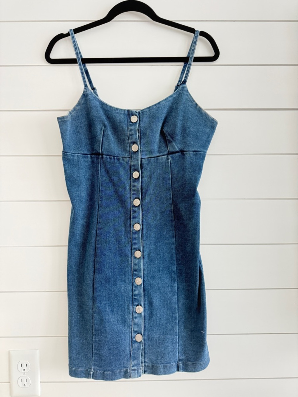 Classic Blue Denim Button-Front Mini Dress